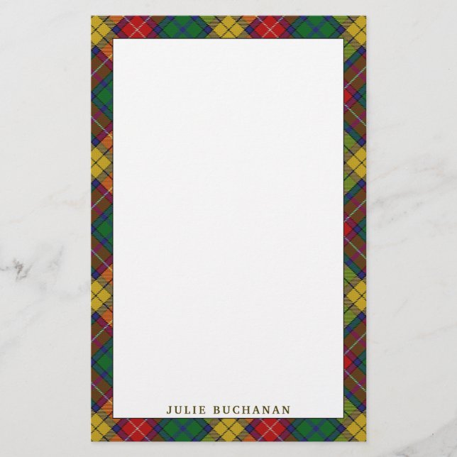 Elegant Clan Buchanan Tartan Plaid Stationery (Front)