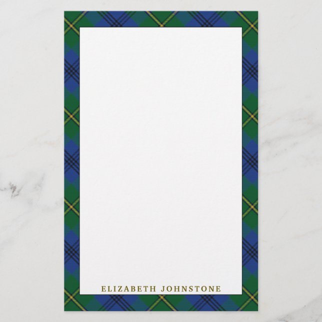 Elegant Clan Johnstone Johnston Tartan Plaid Stationery (Front)