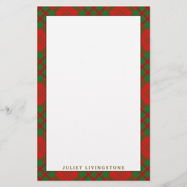 Elegant Clan Livingstone Tartan Plaid Stationery (Front)