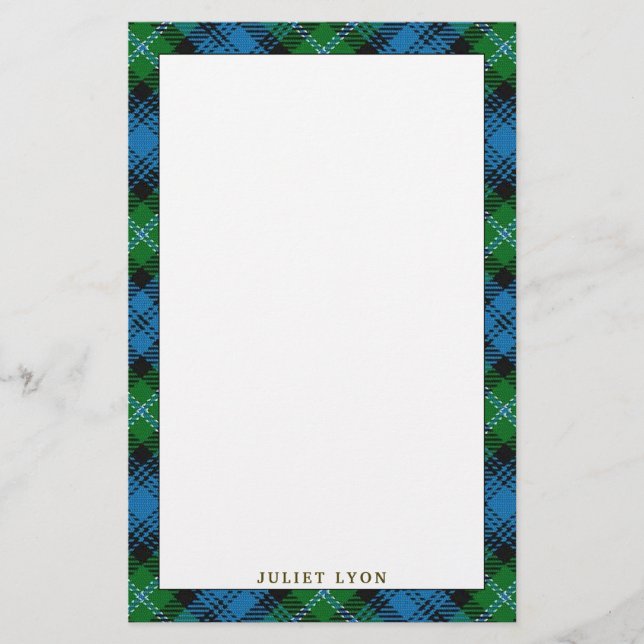 Elegant Clan Lyon Tartan Plaid Stationery (Front)
