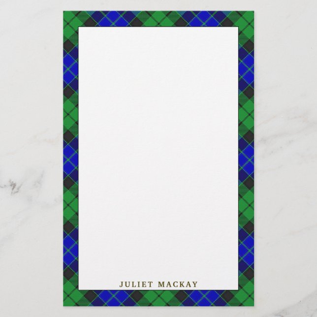 Elegant Clan MacKay Tartan Plaid Stationery (Front)