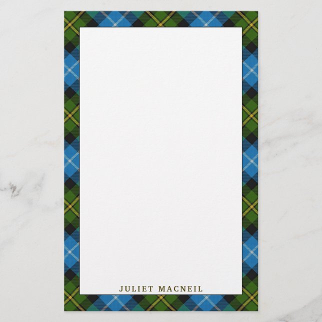 Elegant Clan MacNeil Tartan Plaid Stationery (Front)