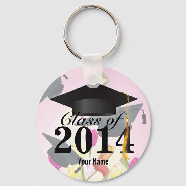 Elegant Class of 2014 Pink Graduation Key Ring (Front)
