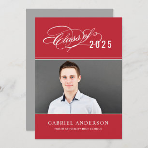 Elegant Class of 2024 Red Photo Graduation Party I Invitation