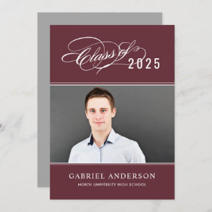 Elegant Class of 2024 Red Photo Graduation Party Invitation