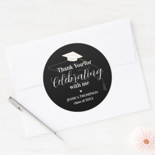 Elegant Class of 2024 Thank you Graduation Classic Round Sticker