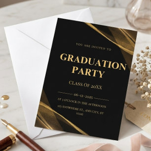 Elegant Class Of 2025 Black Gold Party Invitation