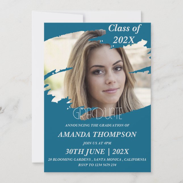Elegant Class Of 2025 Grad Photo Graduation Party Invitation (Front)