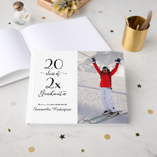 Elegant Class Of 2025 Photo Pattern Graduation Guest Book