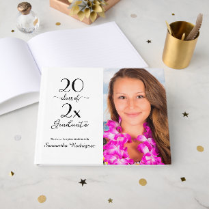 Elegant Class Of 2026 Photo Black White Graduation Guest Book