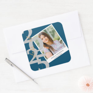 Elegant Class of 2026 Photo Graduation Square Sticker