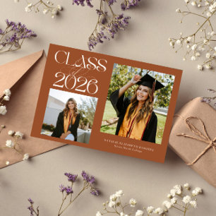 Elegant Class of 2026 Typography Grad Terracotta Announcement