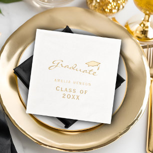 Elegant Class of Graduate Cap Graduation Foil Napkins