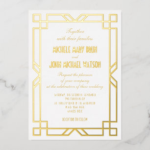 Elegant Classic Art Deco Simple FrameWhite Gold