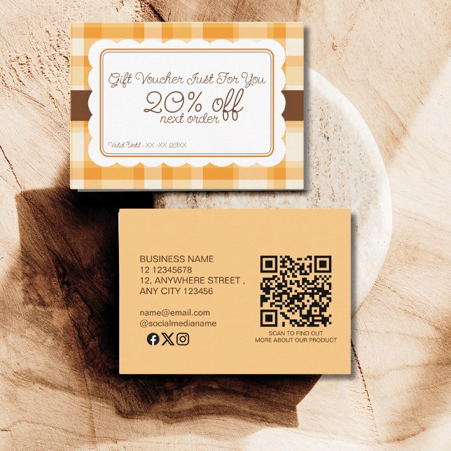 Elegant Classic Autumn Plaid Pattern Gift  Discount Card (Creator Uploaded)