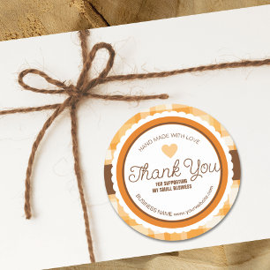 Elegant Classic Autumn Plaid Pattern Thank You Classic Round Sticker