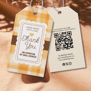 Elegant Classic Autumn Plaid Pattern Thank You  Gift Tags