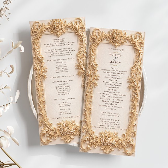 Elegant Classic Baroque Frame Wedding Program Programme (Elegant Classic Baroque Frame Wedding Program)