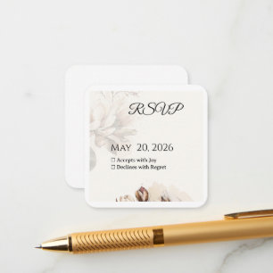 Elegant Classic Beige Magnolia RSVP Card