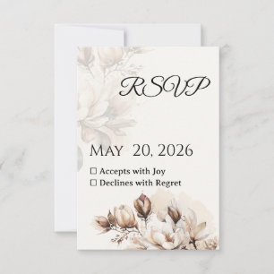 Elegant Classic Beige Magnolia RSVP Card