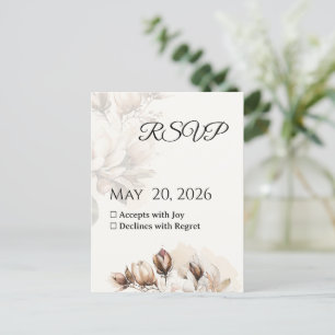 Elegant Classic Beige Magnolia RSVP Card