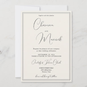 Elegant Classic  Beige Wedding  Invitation