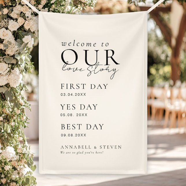 Elegant, Classic, Beige, WELCOME TO OUR LOVE STORY Banner (Personalized Elegant, Classic, Beige, WELCOME TO OUR LOVE STORY Banner)