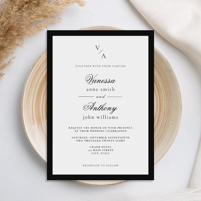 Elegant Classic Black and White Border Wedding Invitation (Creator Uploaded)