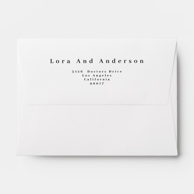 Elegant Classic Black and White Caligraphy Wedding Envelope (Back (Top Flap))