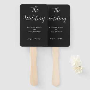 Elegant Classic Black and White Caligraphy Wedding Hand Fan