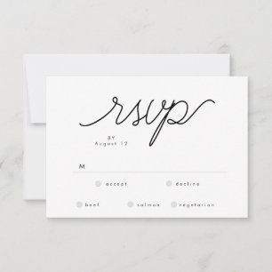 Elegant Classic Black and White Caligraphy Wedding RSVP Card