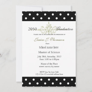 Elegant, classic black and white graduation invitation