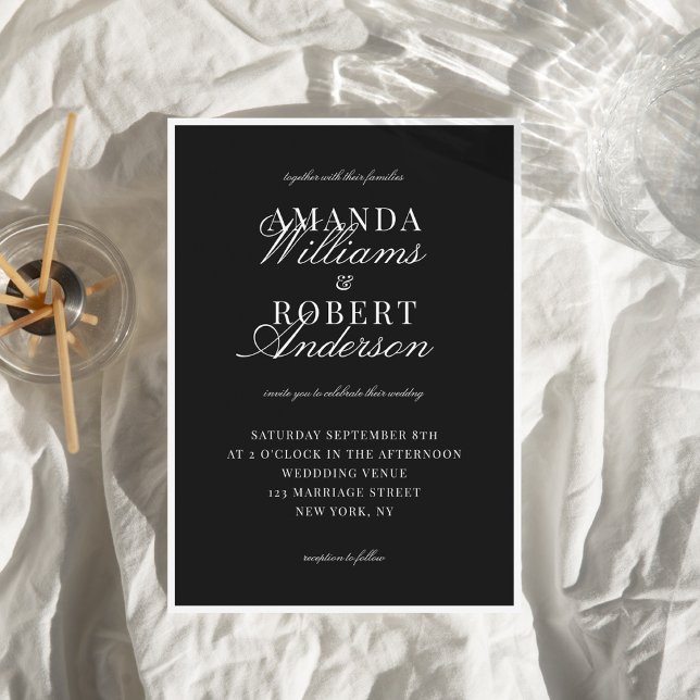 Elegant Classic Black and White Old Money Wedding Invitation (Creator Uploaded)