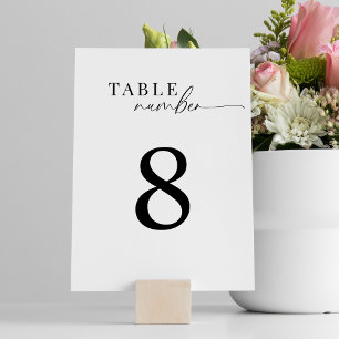 Elegant Classic Black and White Script Wedding Table Number