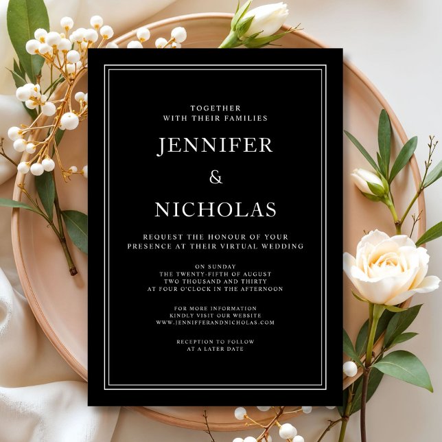 Elegant Classic Black And White Virtual Wedding Invitation (Elegant Classic Black And White Virtual Wedding Invitation)