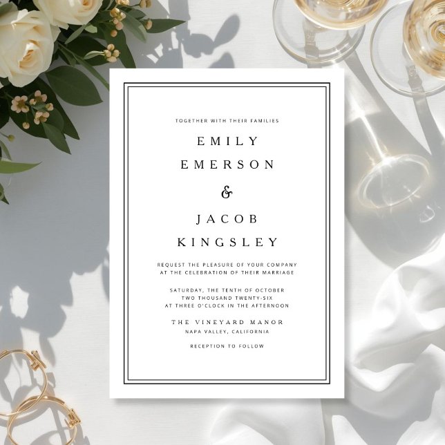 Elegant Classic Black And White Wedding Invitation (Elegant Classic Black And White Wedding Invitation)