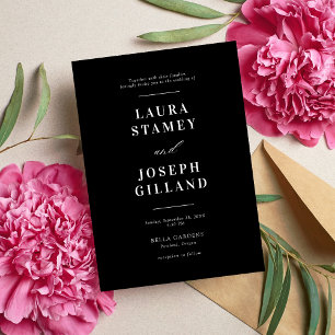 Elegant Classic Black and White Wedding Invitation