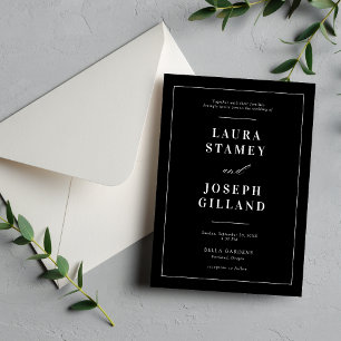 Elegant Classic Black and White Wedding Invitation