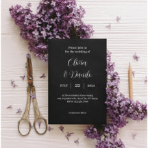 Elegant classic black and white wedding invitation