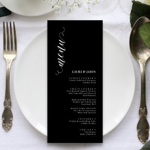 Elegant Classic Black and White Wedding Menu Cards