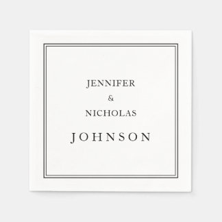 Elegant Classic Black And White Wedding Napkin