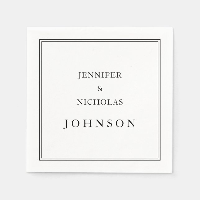Elegant Classic Black And White Wedding Napkin (Front)