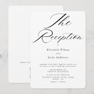 Elegant Classic Black and White Wedding reception  Invitation