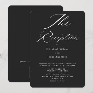 Elegant Classic Black and White Wedding reception  Invitation