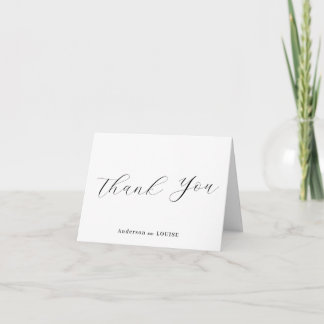 Elegant Classic Black and White Wedding Thank You Card