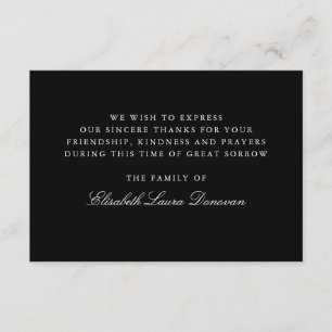 Elegant Classic Black Funeral Sympathy Thank You Invitation