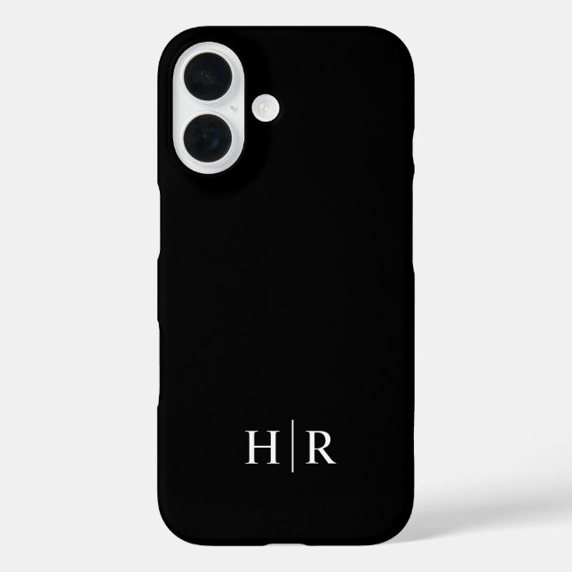 Elegant Classic Black Modern Minimalist Monogram Case-Mate iPhone Case (Back)
