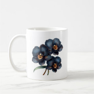 Elegant classic black orchid coffee mug