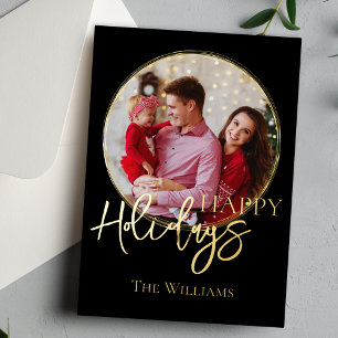 Elegant Classic Black Photo Holiday Card