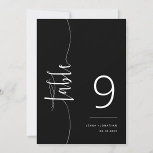 Elegant Classic Black Script Wedding Table Number